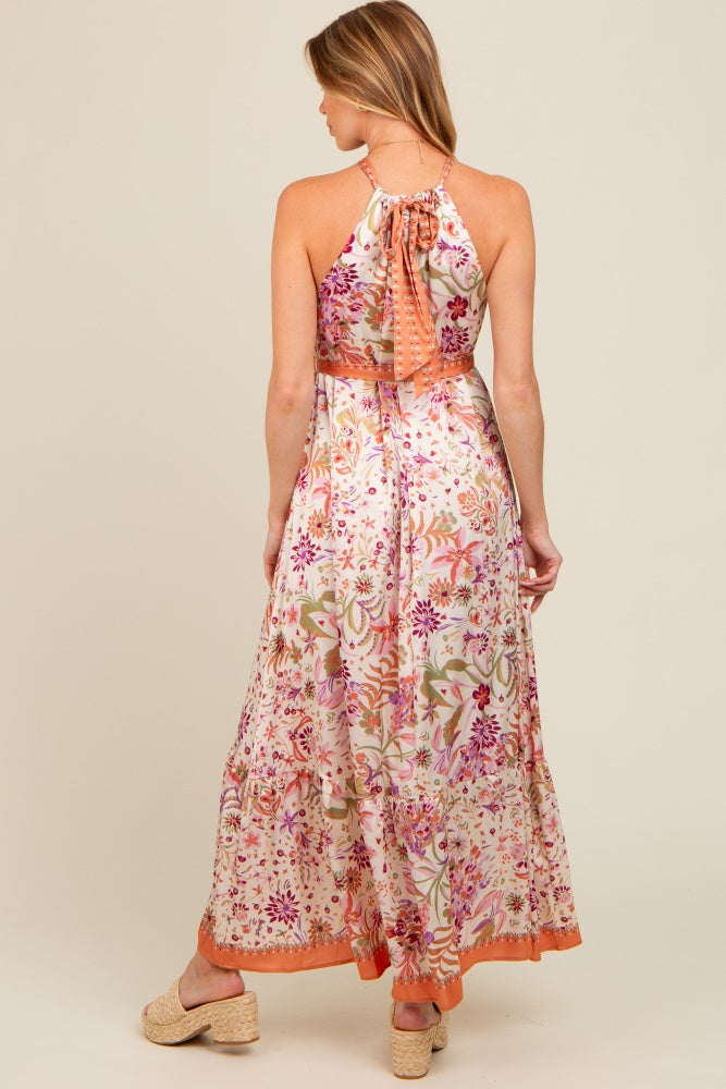 Lavender Floral Halter Front Tie Maternity Maxi Dress The Prissy Pelican Lavender Floral Halter Front Tie Maternity Maxi Dress The Prissy Pelican