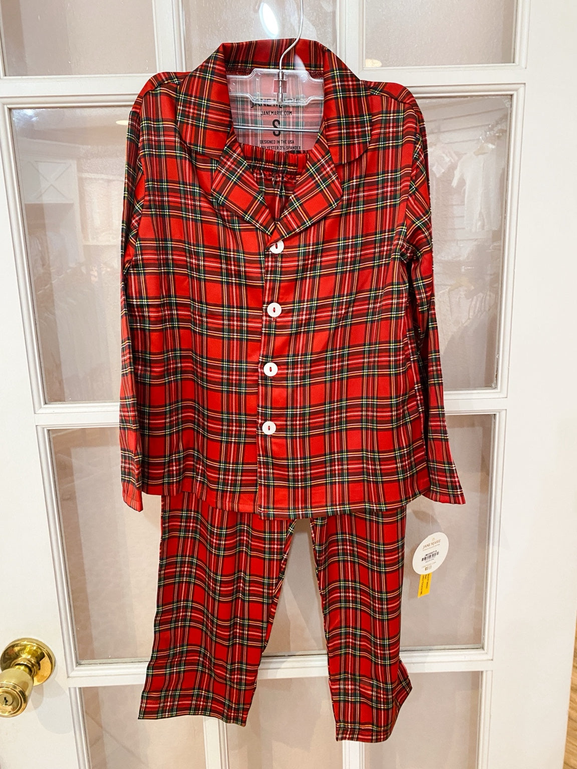 Classic Red Holiday Plaid Loungewear Set – Two-Piece Christmas Pajamas