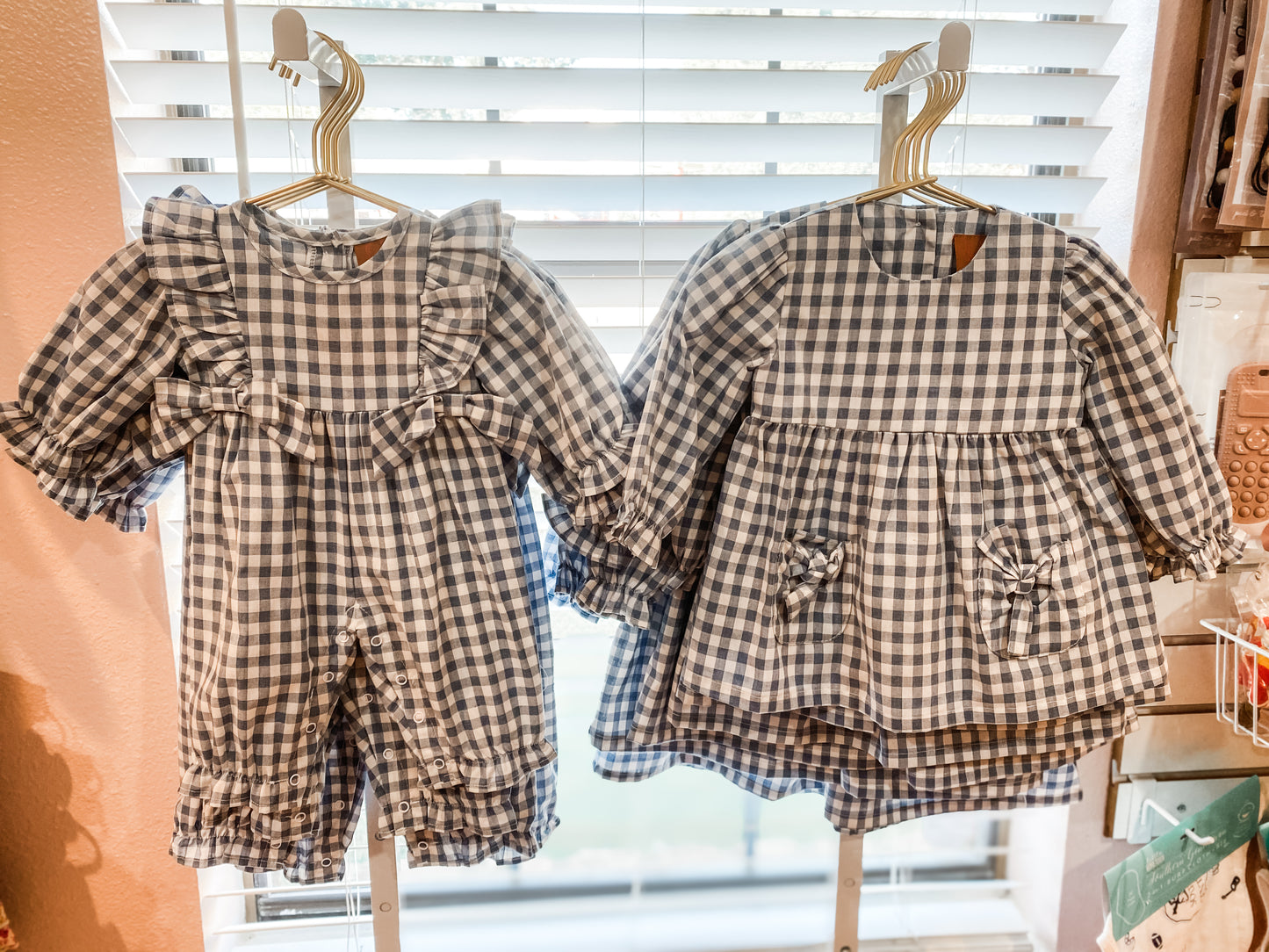 Evelyn Romper – Blue Gingham