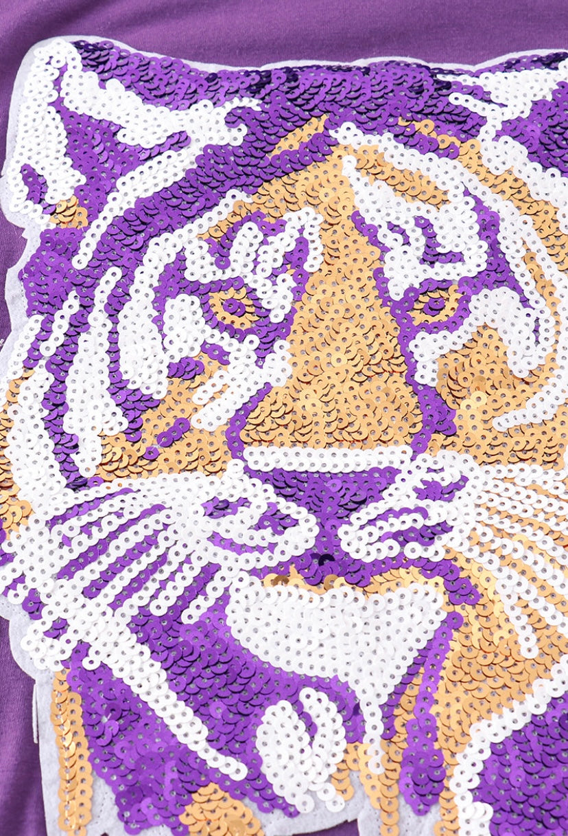 Purple LSU Tiger Sequin T-Shirt (mom & me)