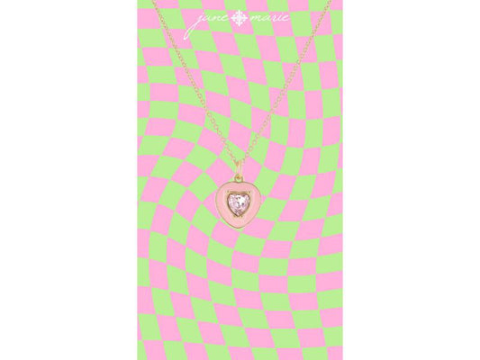 Pink Enamel Heart Necklace