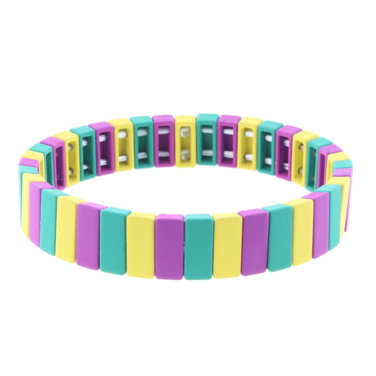 Mardi Gras Rectangular Metal Stretch Bracelet
