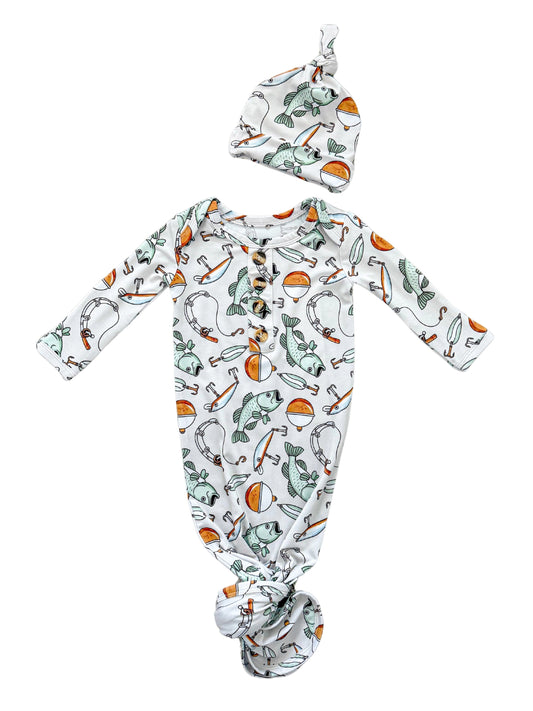 Finn Bamboo Knotted Gown and Hat