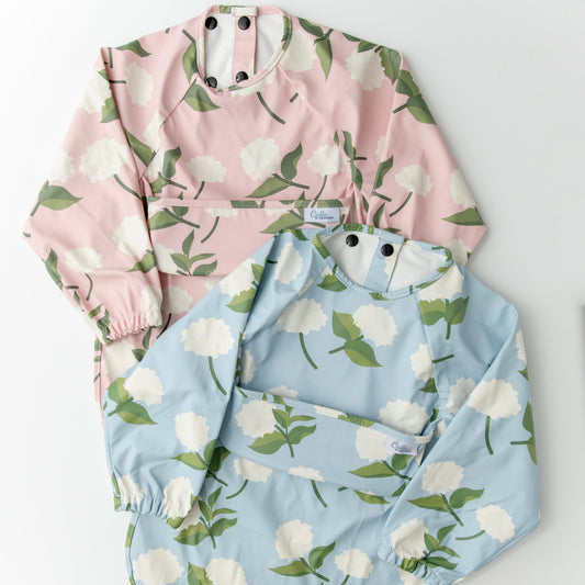 The Grayson Long Sleeve Bib - Hydrangeas