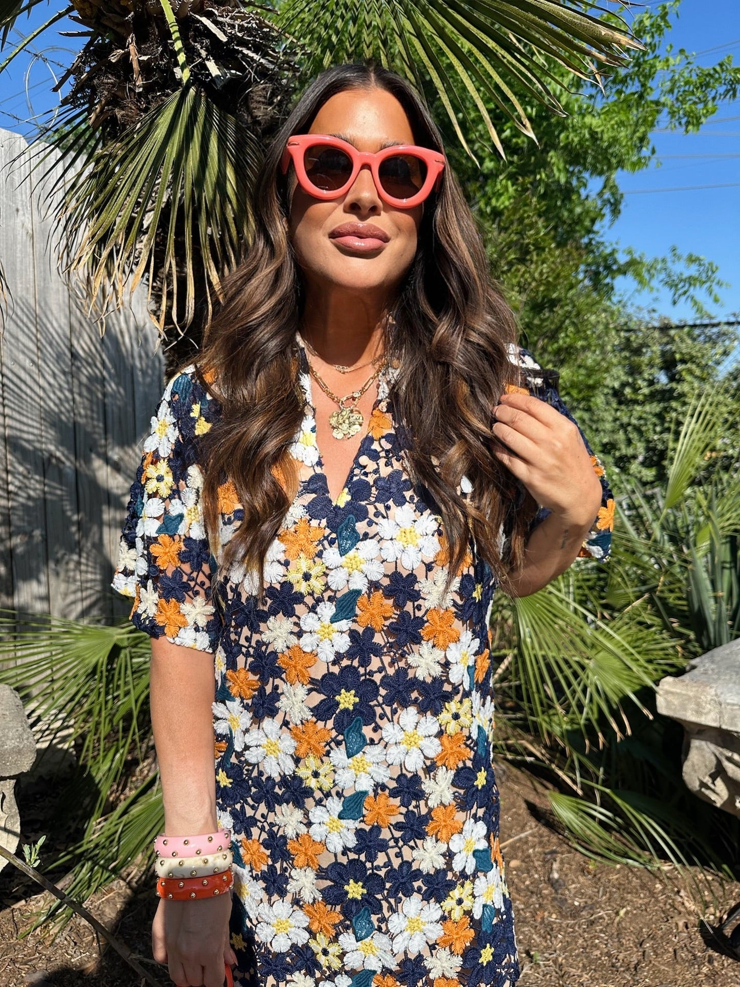 Lulu Short Sleeve Mini Caftan - Navy Blaze