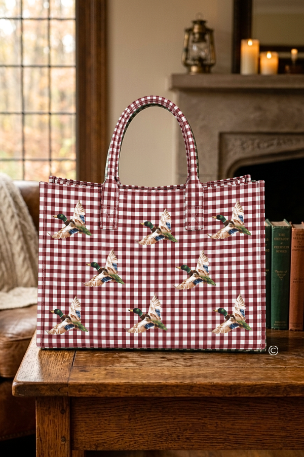 SC - ETA 10/15-10/29 Mallard Marshland Maroon Gingham Vinyl Tote©