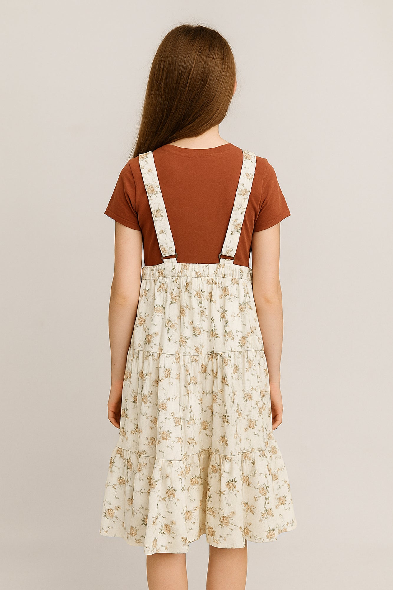 Shay Overall Dress in Ivory Floral - Kids