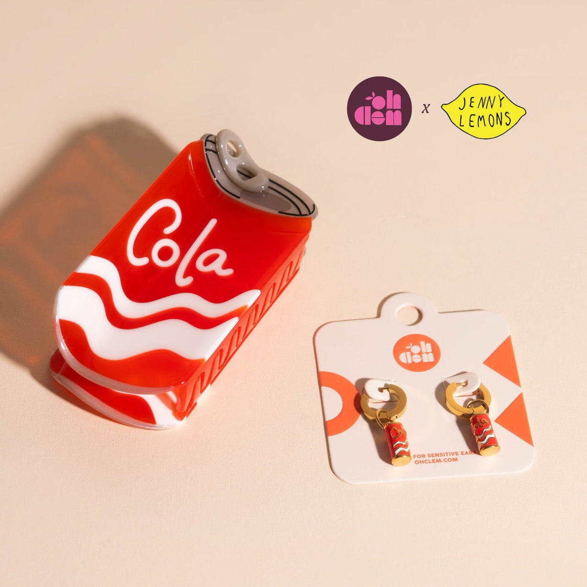 Pack: Cola Can Charms, Huggies, & Claw Clip