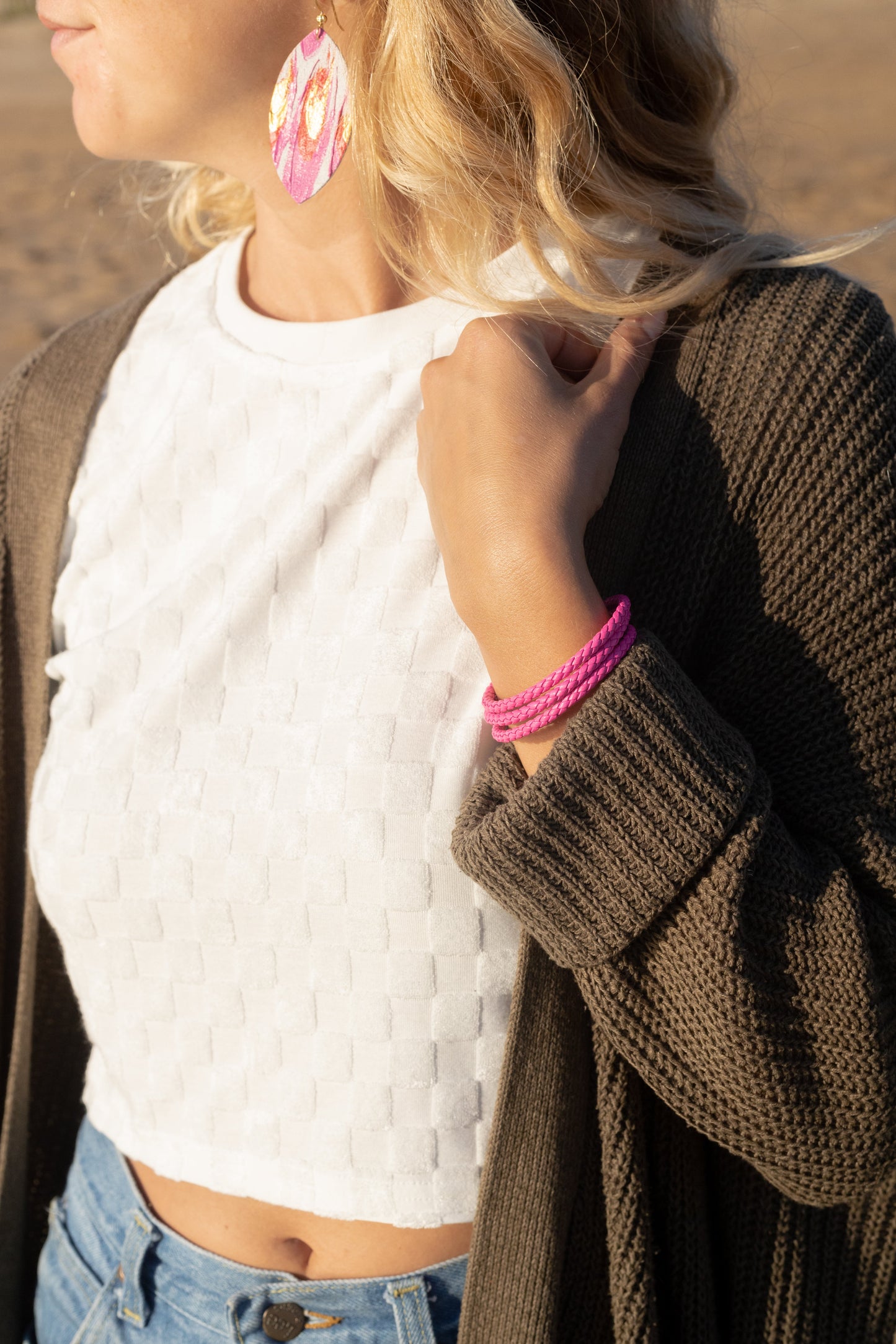 Hot Pink Braided Bracelet