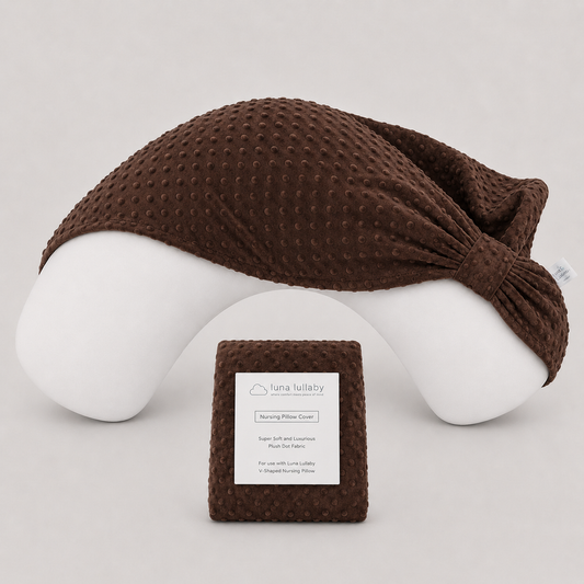 Chocolate Dot Nursing Pillow Cover | Luna Lullaby