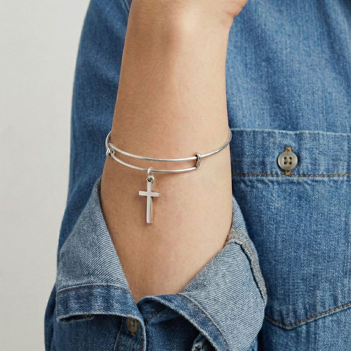 Cross Charm Bangle