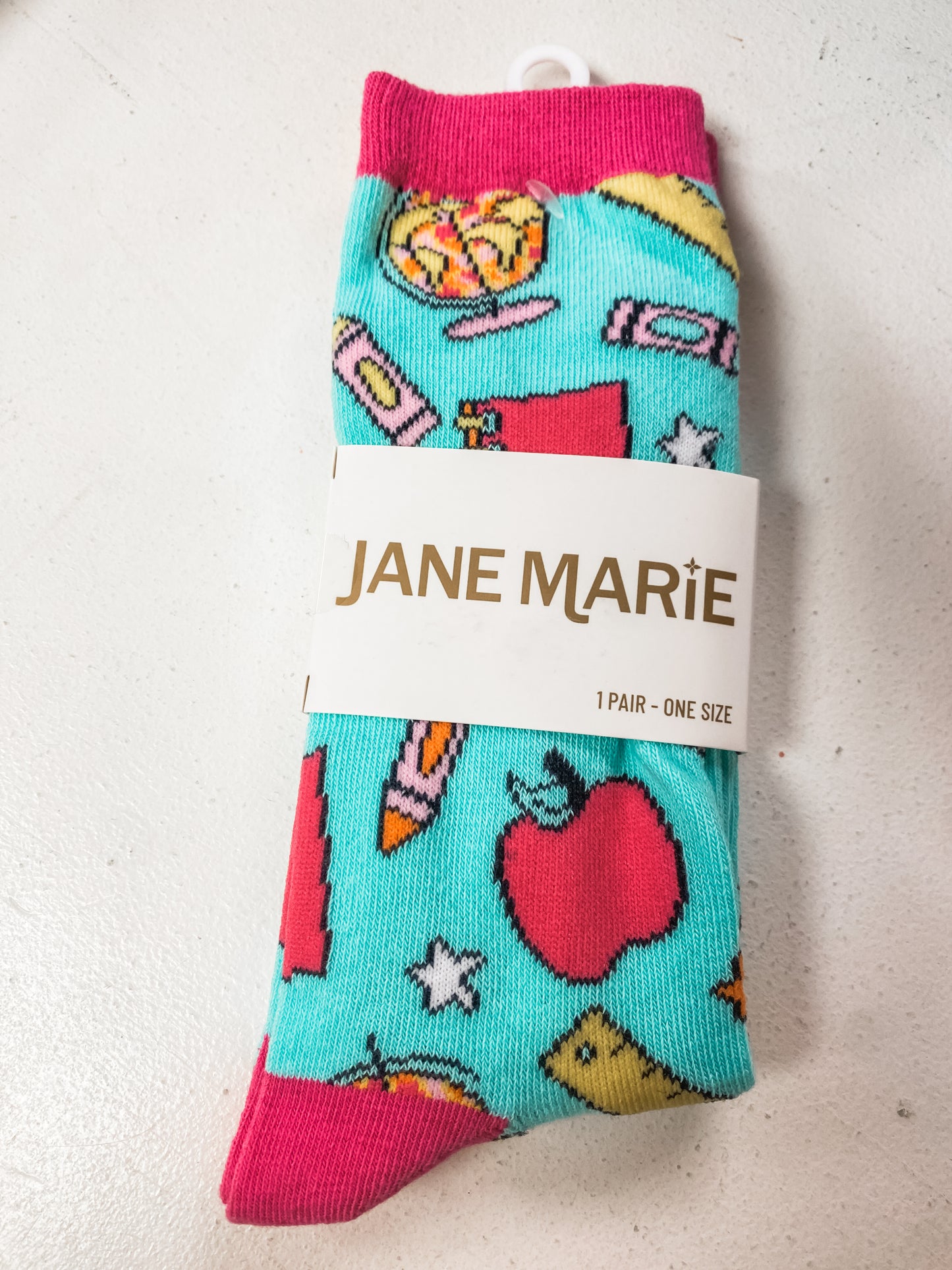 Jane Marie My Teacher Era Tall Socks | Teacher Crew Socks | Cute Back to School Socks | Teal School Supplies Socks | Bossier City, LA