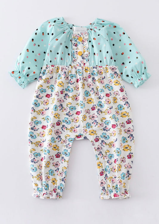 Platinum Mint Floral Romper