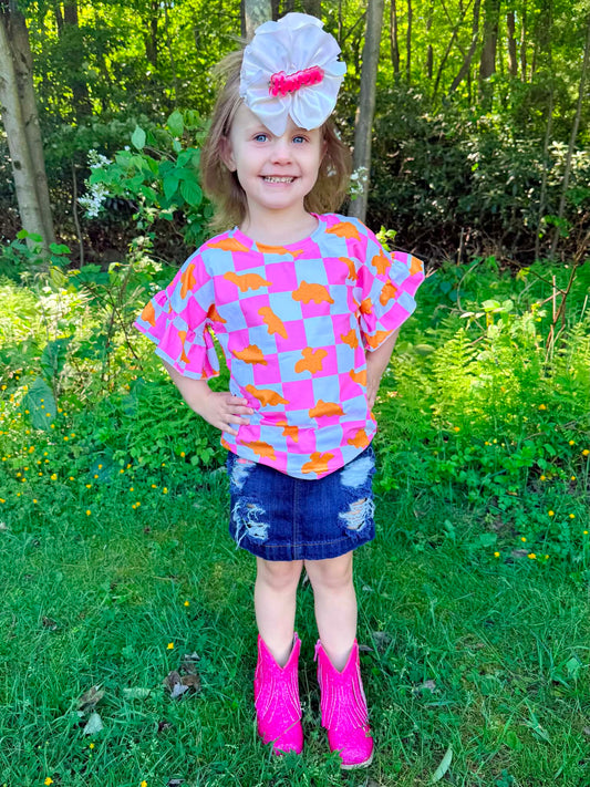 Dino chicken nuggets ruffle tee