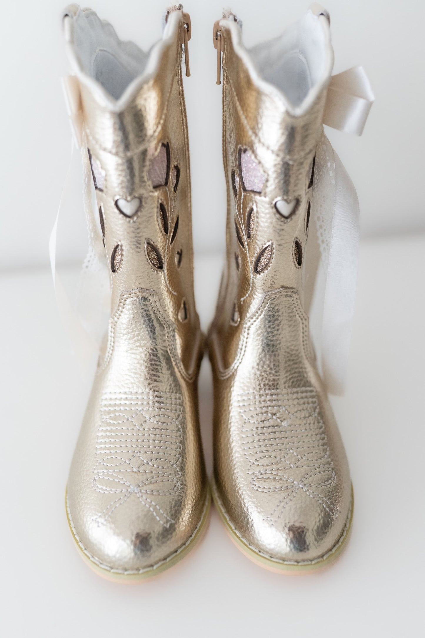 Sweetheart Bow Cowgirl Boots- Gold