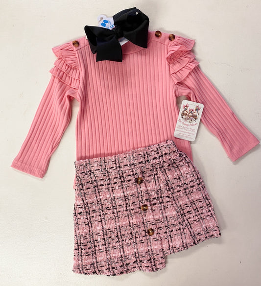 Pretty in Pink Tweed Skirt Set – Girls Dressy Outfit