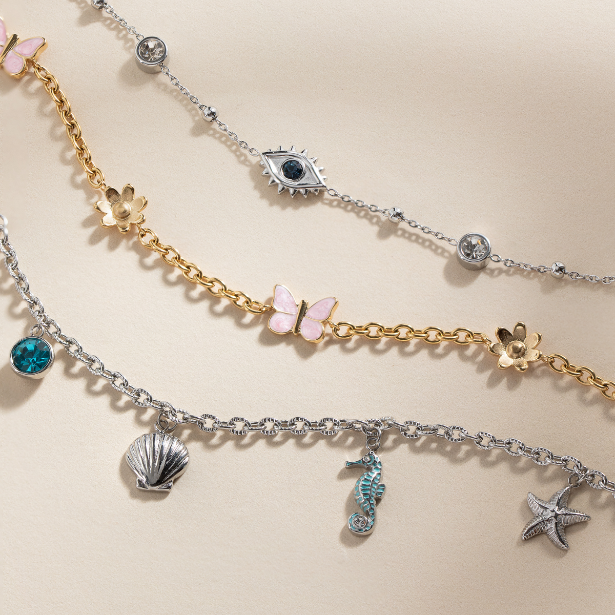 Butterfly and Flower Anklet