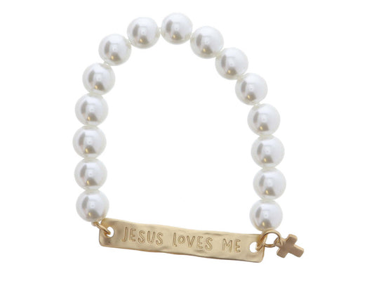 Jesus Loves Me pearl bracelet