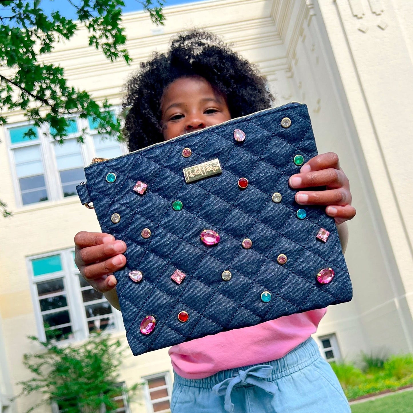 Denim and Gems Everything Pouch