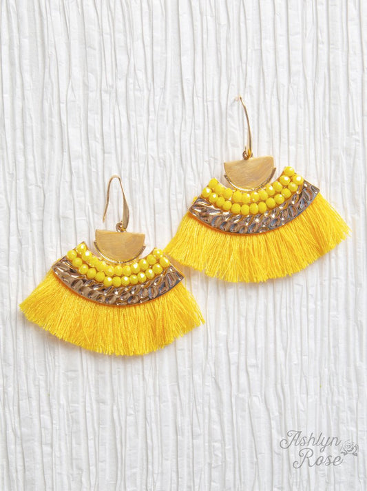 On a Safari Tassel Earrings, Yellow