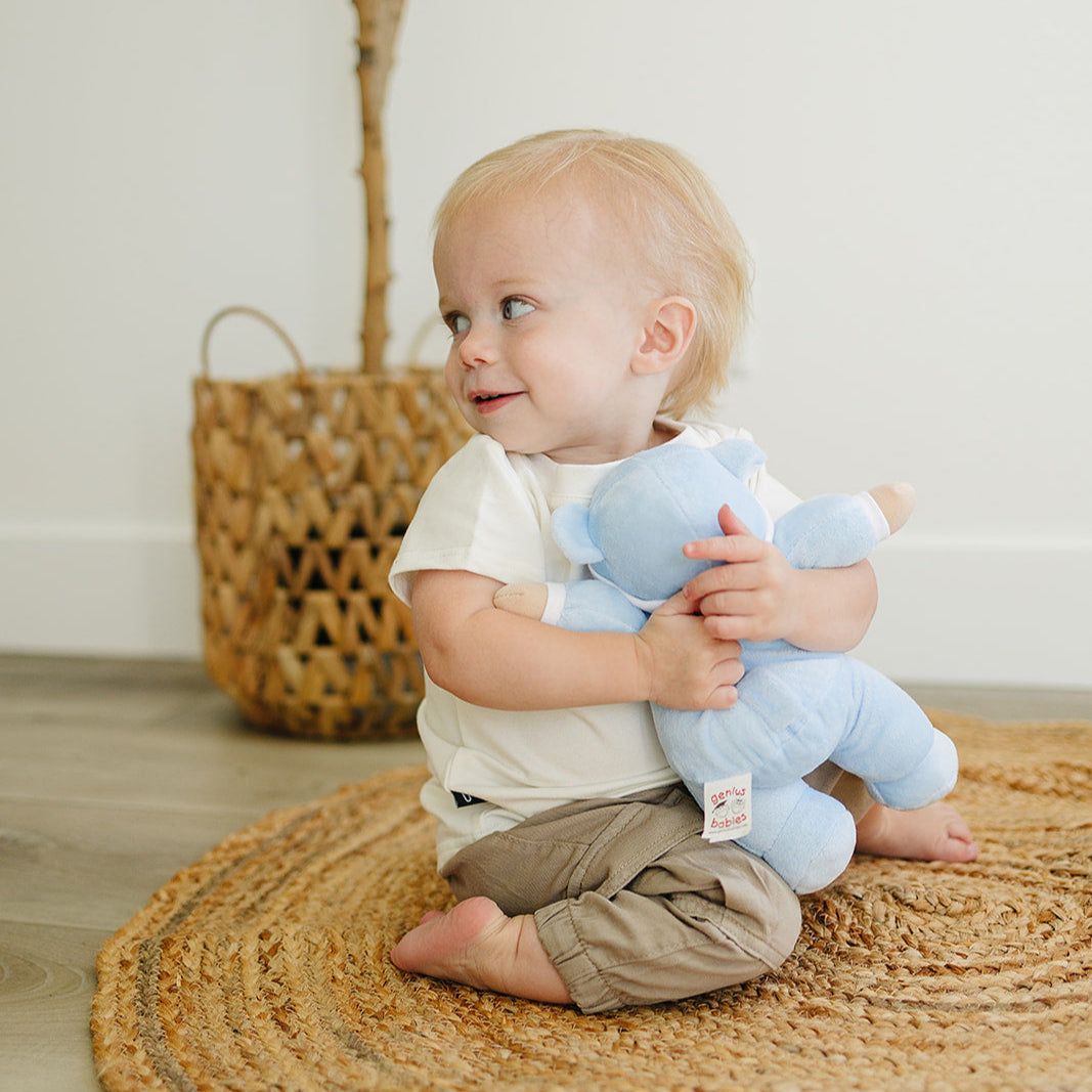 My First Baby Boy Doll in Blue with Rattle