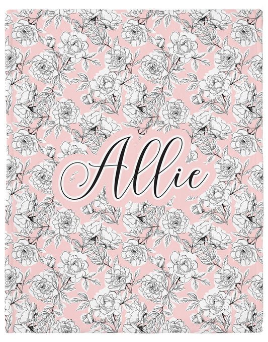 Allie Floral Personalized Minky Blanket