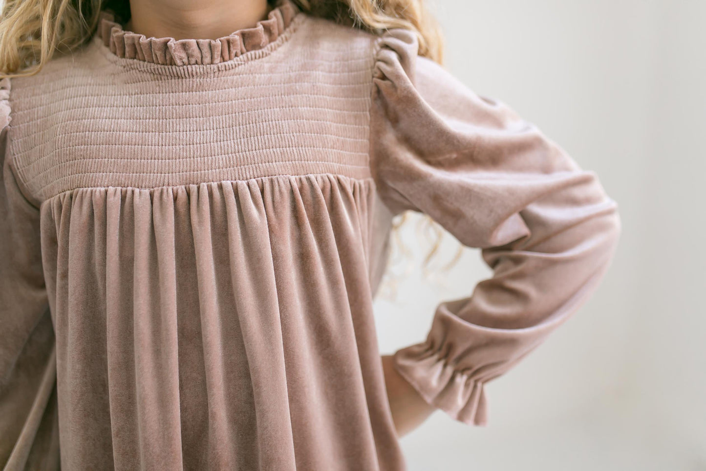 Alexa Champagne Velvet Dress