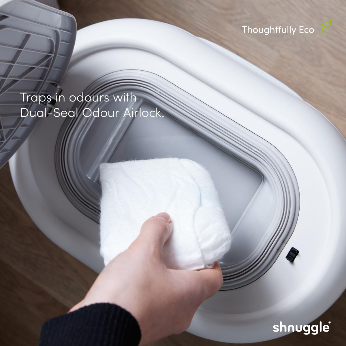 Shnuggle Eco-Touch Nappy Bin Diaper Pail + 30 Better Bag Liners