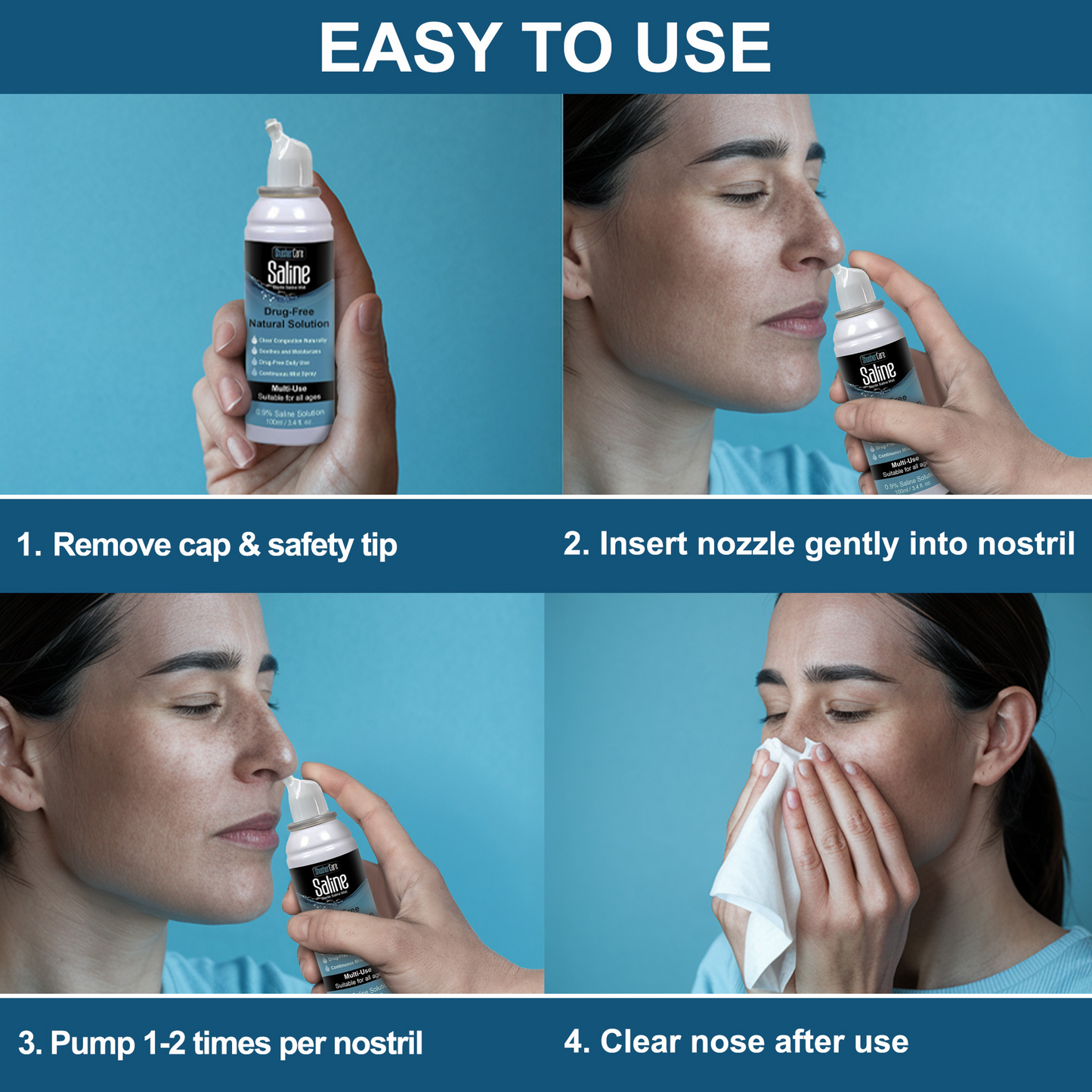 Shusher Care Saline Mist Spray – Drug-Free, Multi-Use Sterile Saline for Nasal, Wound & Piercing Care