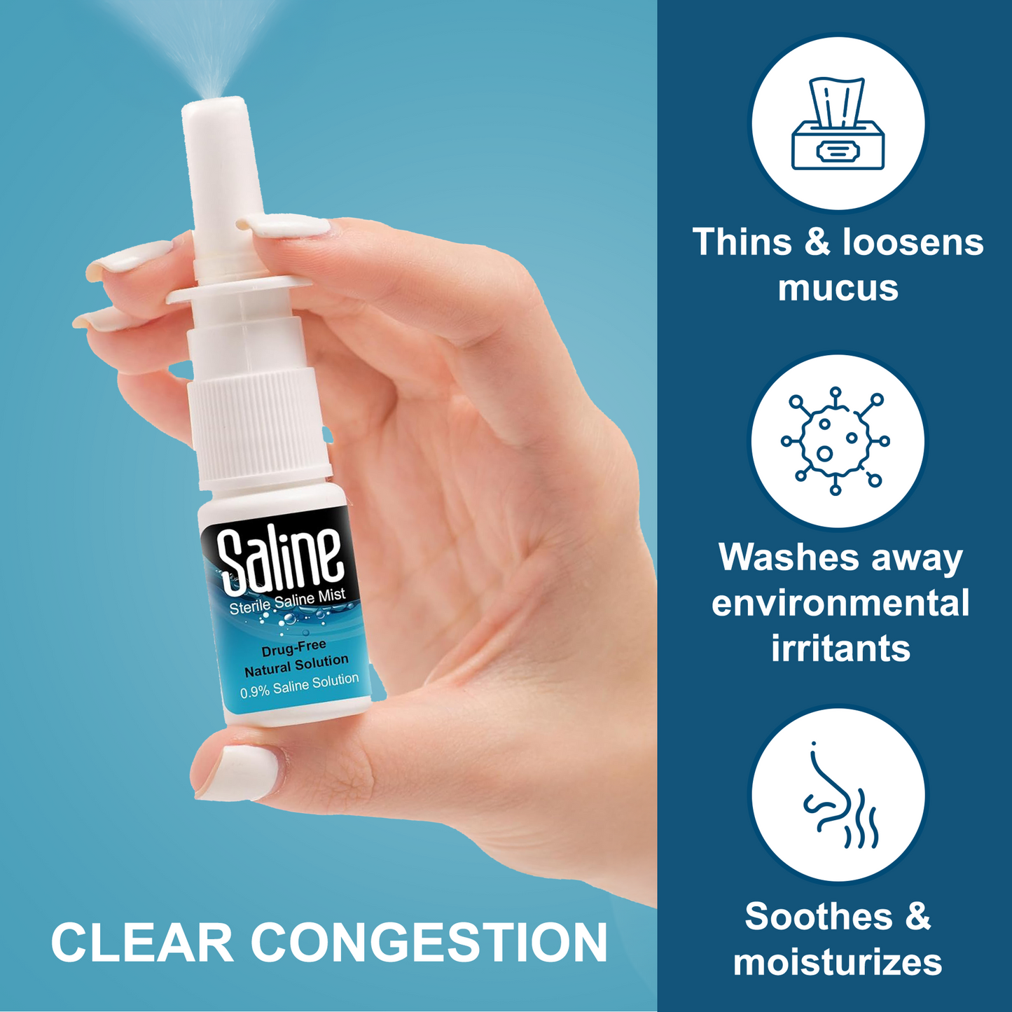 Shusher Care Saline Nasal Spray – Drug-Free, Preservative-Free Congestion Relief for Babies & Family