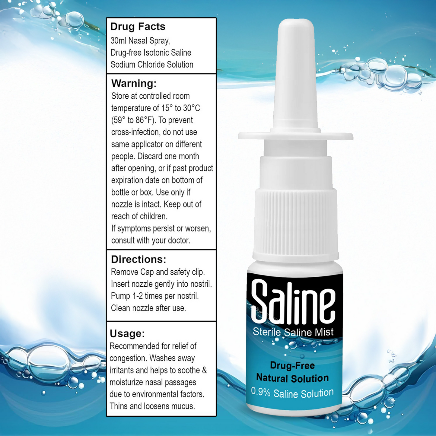 Shusher Care Saline Nasal Spray – Drug-Free, Preservative-Free Congestion Relief for Babies & Family