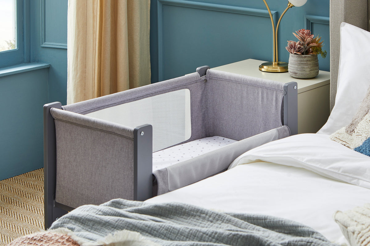 Shnuggle Air Lite Bedside Bassinet | Infant Crib | Height Adjustable Baby Bed with Mattress