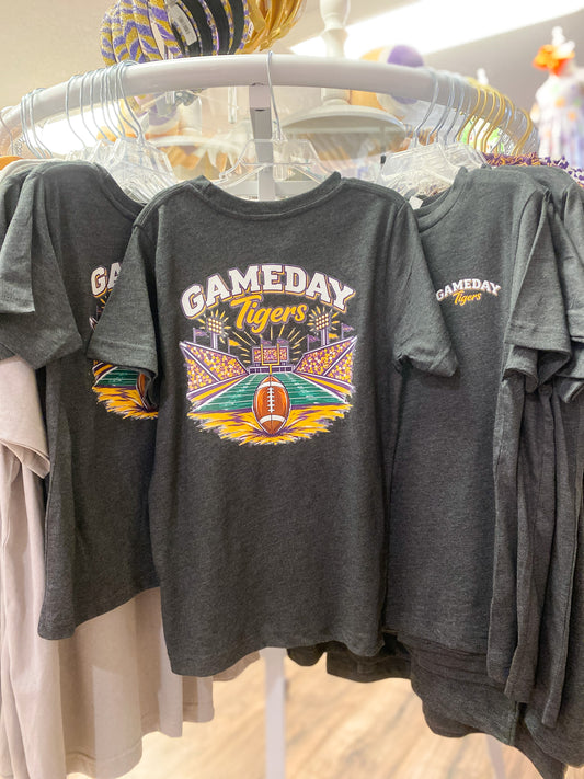 Boys LSU Tigers Gameday Football T-Shirt – Heather Grey Purple & Gold