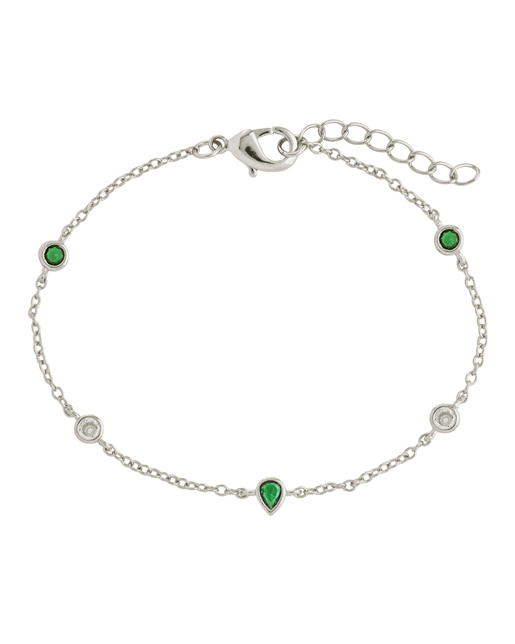 Pear and Round CZ Station Bracelet