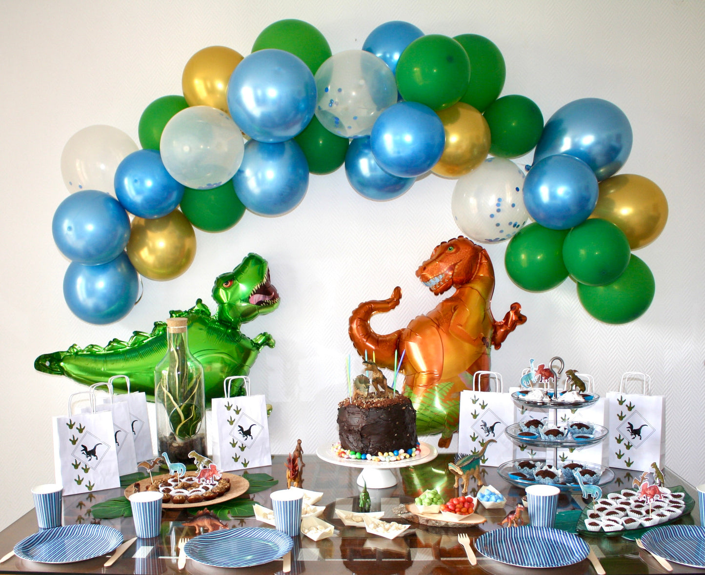 Forest Green Gold and Blue Balloon Garland Kit