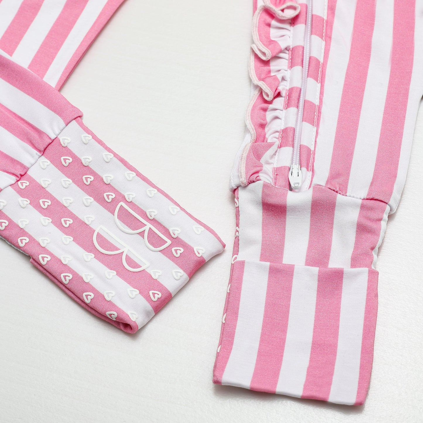 Bubblegum Pink Stripe Ruffled Convertible Footie