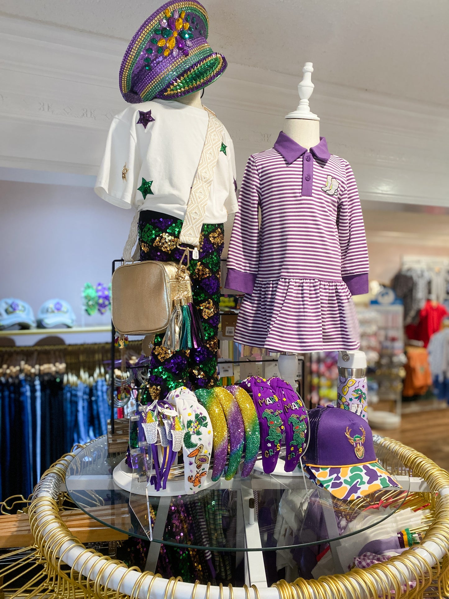 MARDI GRAS SEQUIN BELL LEGGINGS