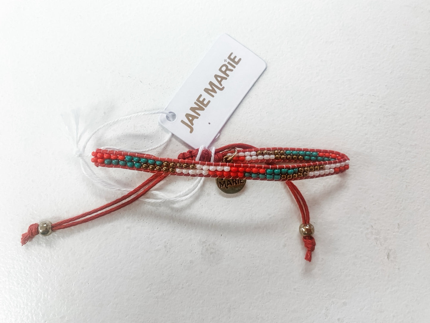 Holiday Stripe Beaded Bracelet – Red, Green & Gold Adjustable Wrap Bracelet