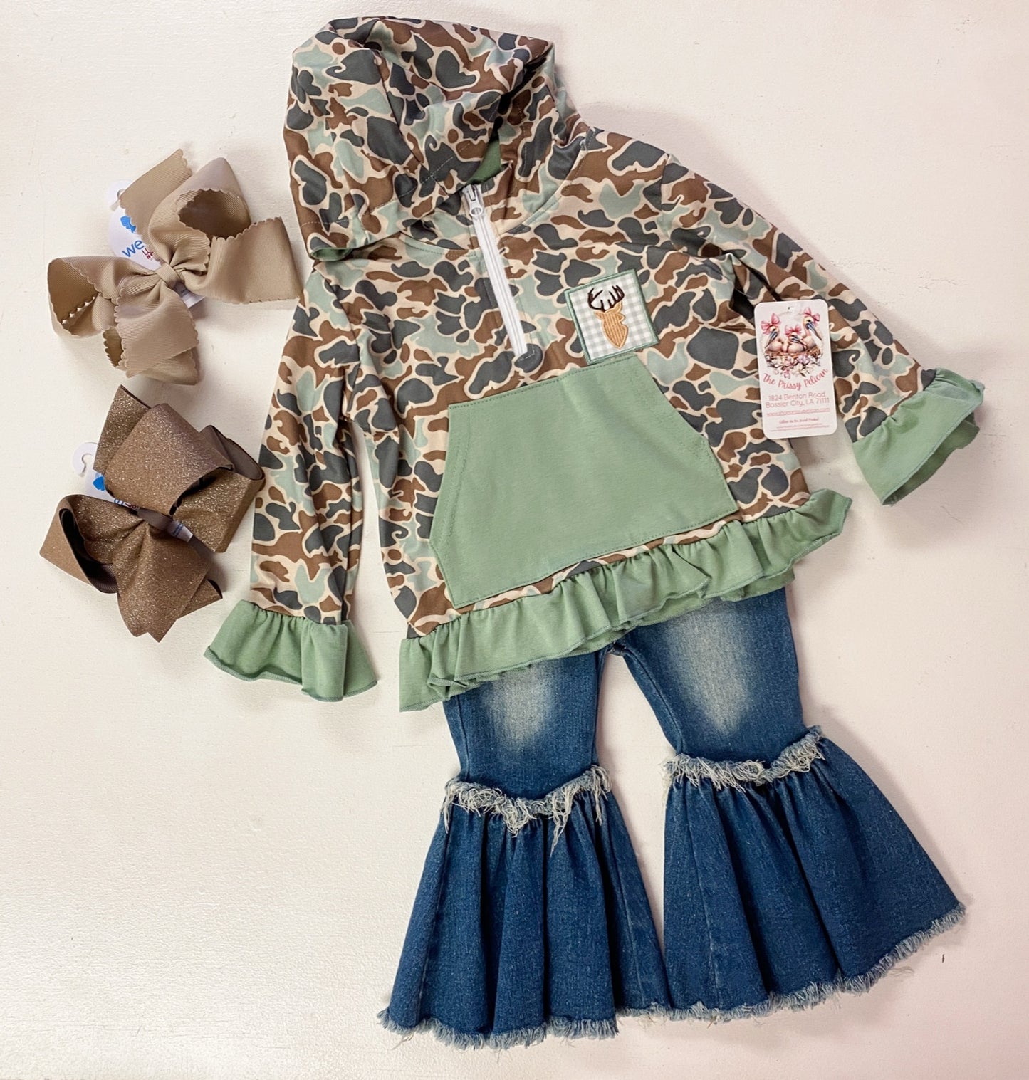 Camouflage Deer Embroidery Girl Hoodie