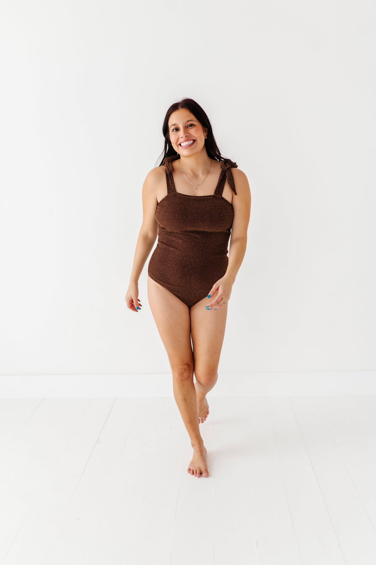 Brown Metallic Adult Swim Suit