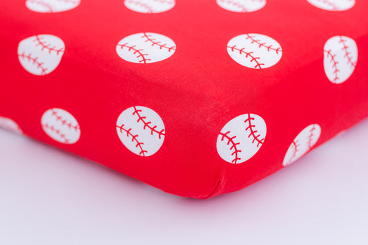 Baseball Crib Sheet -RED