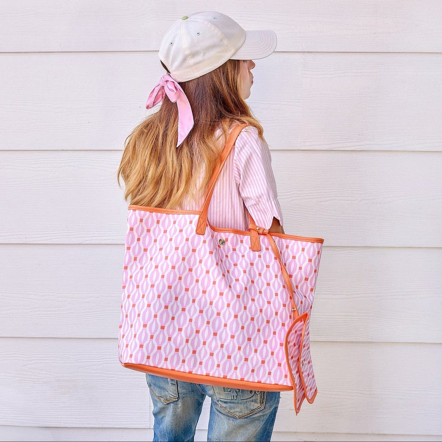 Geo Chic Oversized Tote with Wallet