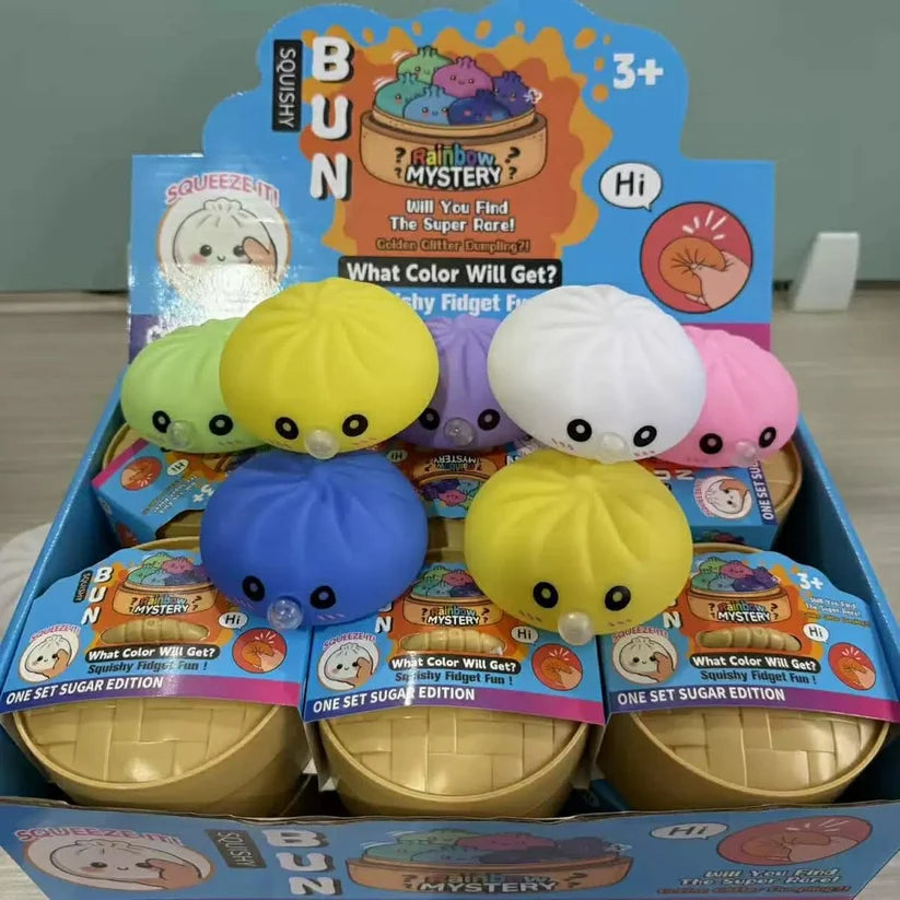 Blowing Bubble Dumpling Squishy Fidget Toy – Mystery Random Color