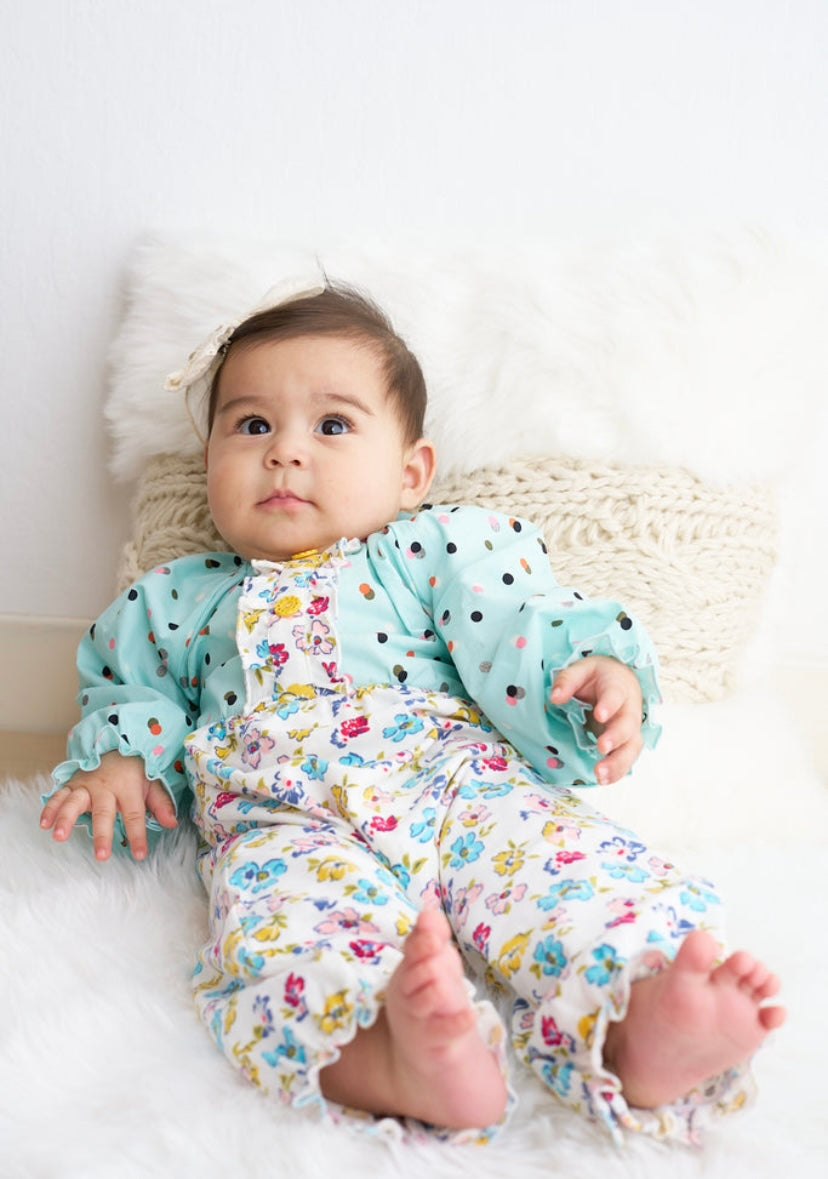 Platinum Mint Floral Romper