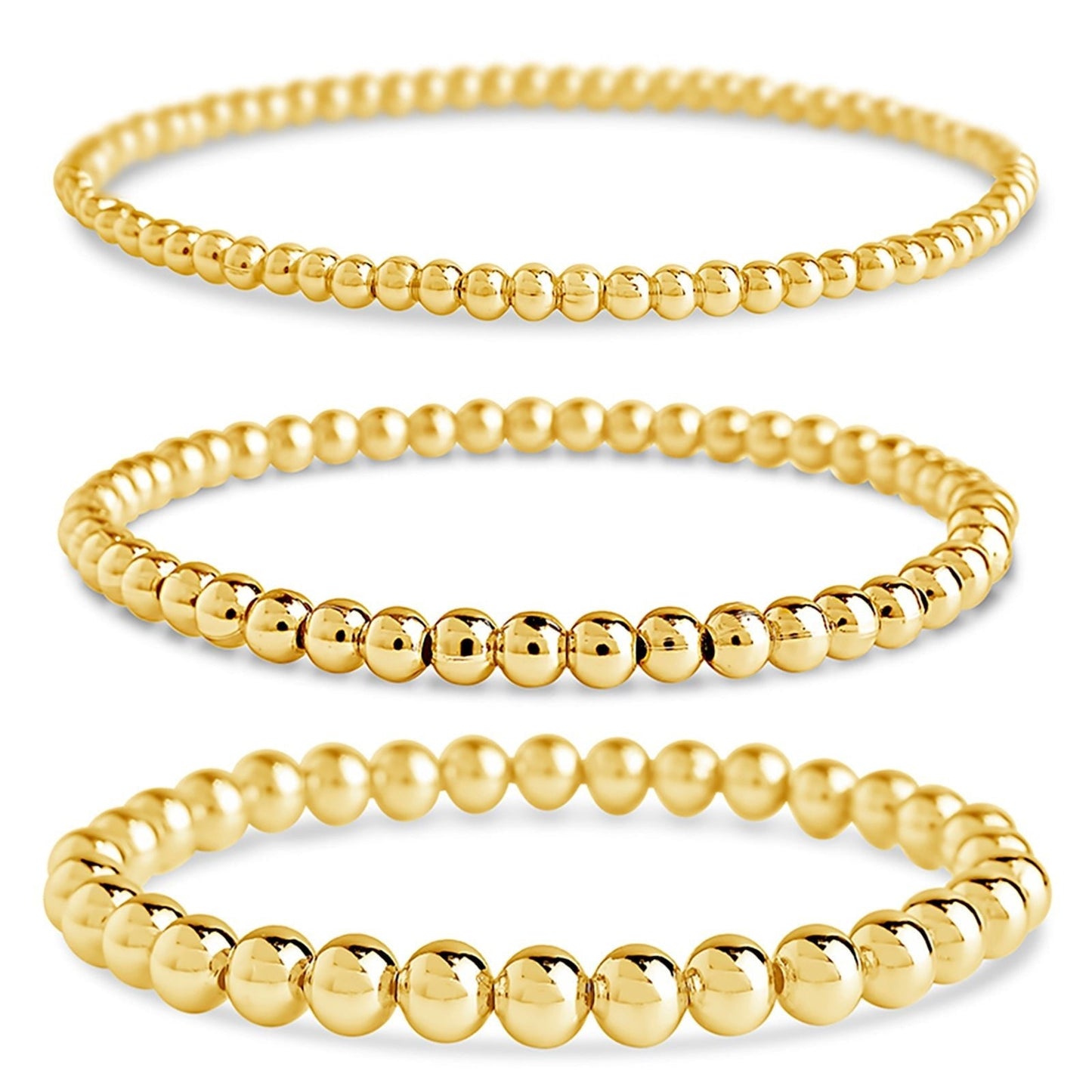 Sterling Silver Beaded Stretch Bracelet Sets
