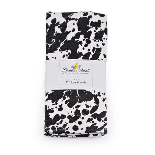 Black Swirl Kitchen Towel Set - of 2