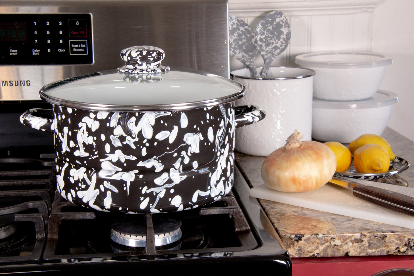 Black Swirl 6 Qt Stock Pot