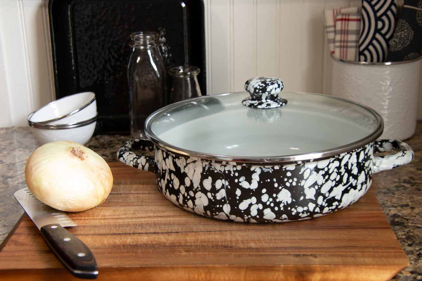 Black Swirl Large Saute Pan