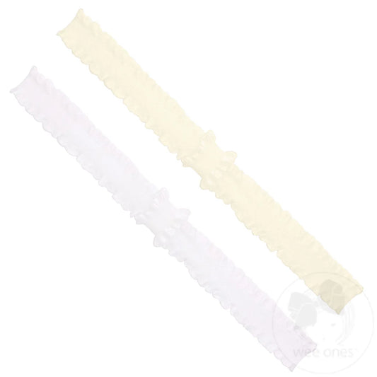 Add-A-Bow Stretch Ruffle Edge Girls Baby Bands – Two Pack