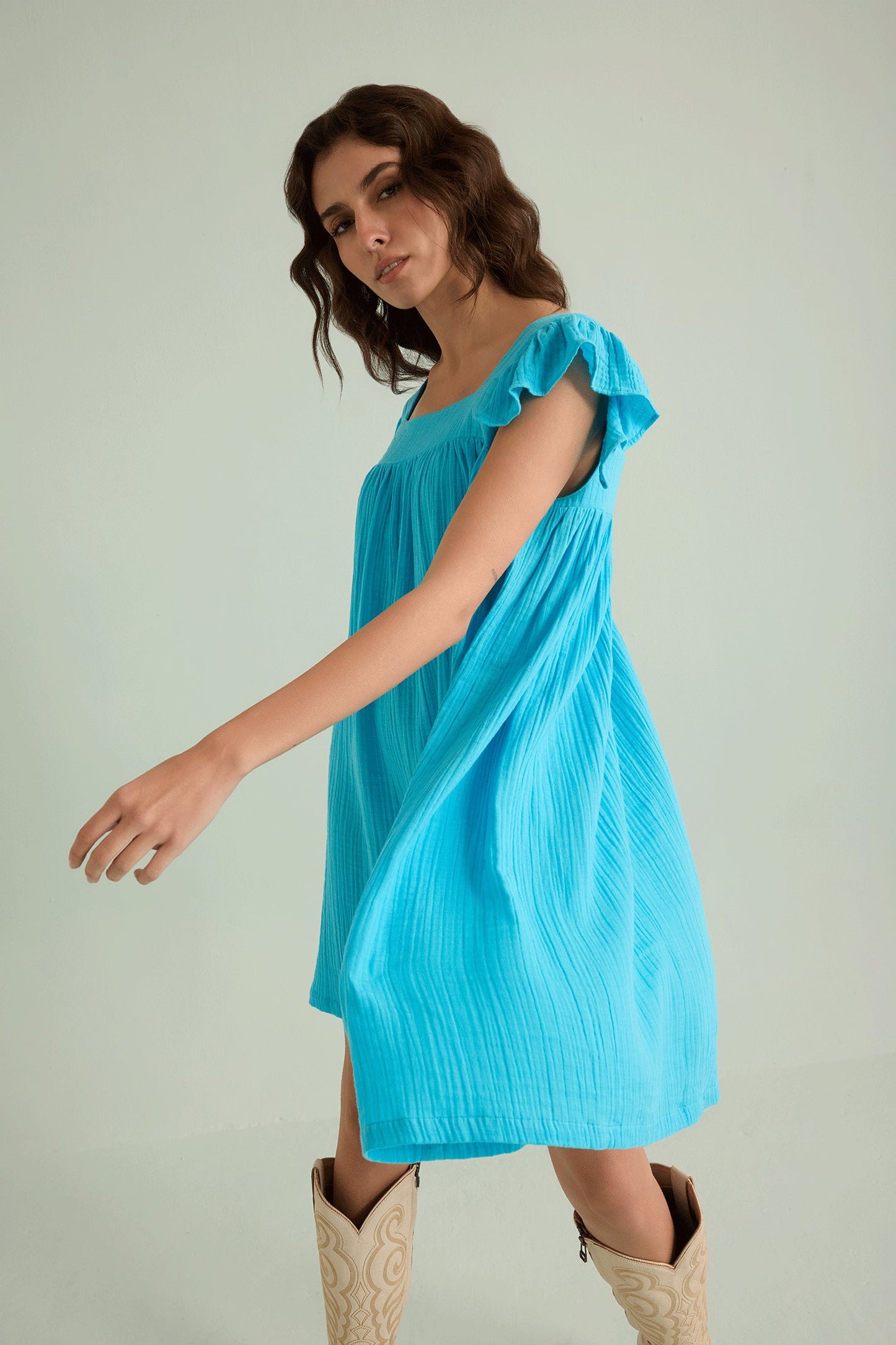 Ava's Hope Babydoll Dress in Blue